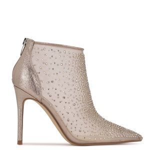 Nine West Casual Style Faux Fur Blended Fabrics Studded Dress Booty Heels